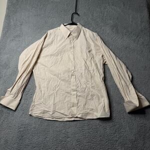 Lim's Tailor Shirt Mens XL Beige Long Sleeve Button Up Dress
